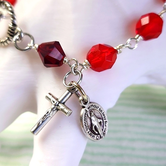 J & R Gems! Jewelry Red Rosary Bracelet Poshmark